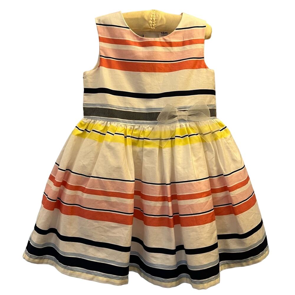 Carter’s Baby 18 months Fit and Flare White Pink Navy Yellow Striped Dress